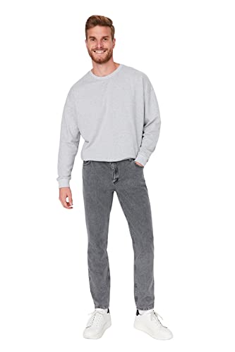 TRENDYOL Herren Trendyol Men's Young High Waisted Relaxed Jeans, Anthrazit, 36 EU von TRENDYOL
