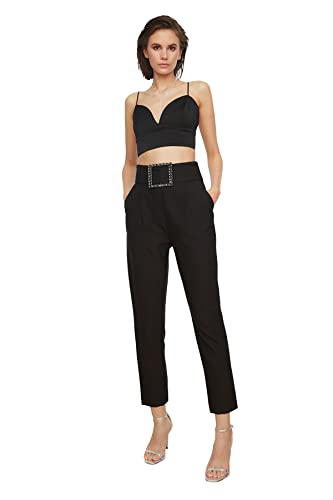 TRENDYOL Damen Stone Domed Trousers. Pants, Schwarz, 38 EU von TRENDYOL