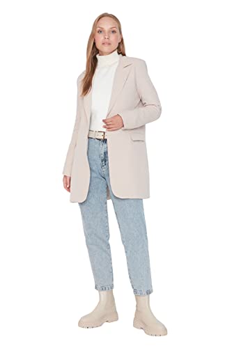 TRENDYOL Damen Trendyol Damen Regular Zweireihig Plain Webstoff Jacke Coat, Greige, 38 EU von TRENDYOL