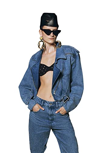 TRENDYOL Damen Trendyol Damen Regular Zweireihig Plain Denim Jacke Coat, Blau, 42 EU von TRENDYOL