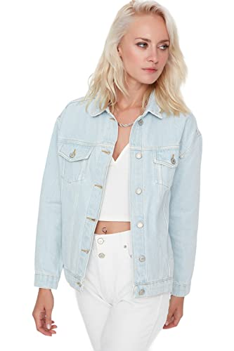 Trendyol Damen Trendyol Blue Basic Denim Jacket Blue , Blau, XS EU von TRENDYOL