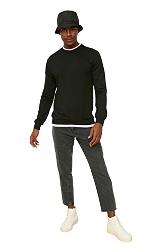 TRENDYOL MAN Herren Trendyol Herren Basic Stichprobe Sweatshirt, Schwarz, S EU von TRENDYOL