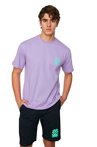 TRENDYOL MAN Herren Trendyol Lacivert Male Relaxation T Shirt, Lila, M EU von TRENDYOL