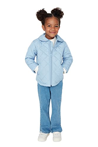 TRENDYOL Mädchen Damen Regular Zweireihig Diamond Pattern Webstoff Winterjacke Coat, Blau, 7–8 Jahre von TRENDYOL
