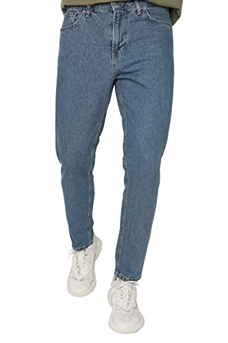 TRENDYOL Herren Trendyol Herren Mittlerer Bund Relaxed Jeans, Marineblau, 34 EU von TRENDYOL