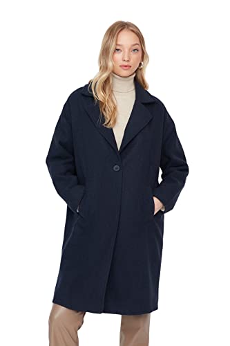 TRENDYOL Damen Trendyol Women's Modest Regular Parkas Plain Woven Fabric Coat, Marineblau, 40 EU von TRENDYOL