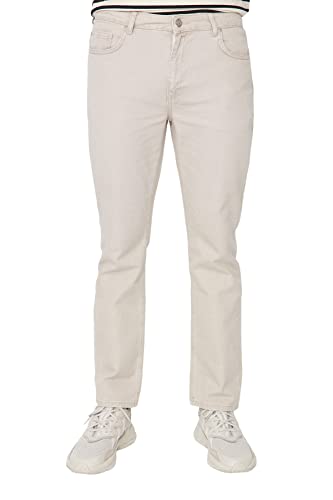 Trendyol Men's Herren Mittlerer Bund Regular Jeans, Beige, 34 von TRENDYOL