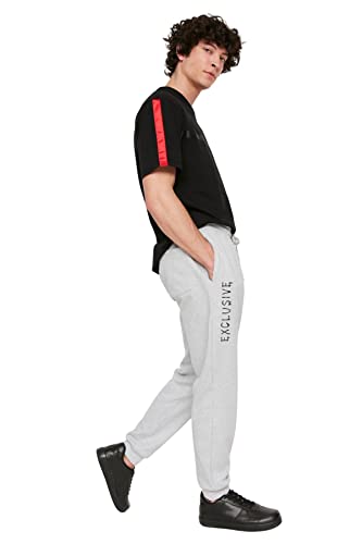 Trendyol Men's Herren Mittlerer Bund Regular Jogginghose Sweatpants, Gray, M von TRENDYOL