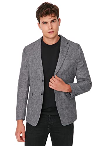 Trendyol Men's Herren Slim Zweireihig Plain Webstoff Jacke Coat, Anthracite, 52 von TRENDYOL
