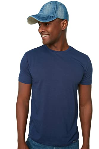 TRENDYOL Herren Men's Basic Regular Fit Round Collar Short Sleeve T-shirt T Shirt, Navy, L EU von TRENDYOL