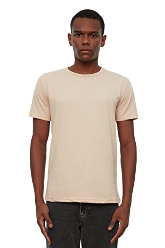 Trendyol Men's Männlicher Basic regelmäßiger Passform Runder Kragen Kurzarm T-Shirt, Stone, Small von TRENDYOL