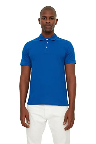 TRENDYOL Herren Männlicher Schlanker Fit-polo-kragen Kurzarm-polo-hals-t-shirt Polo Shirt Westlich, Royal Blue, L von TRENDYOL