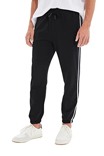 TRENDYOL Men's Menswear Normal Waist Regular Sweatpants, Schwarz, L von TRENDYOL