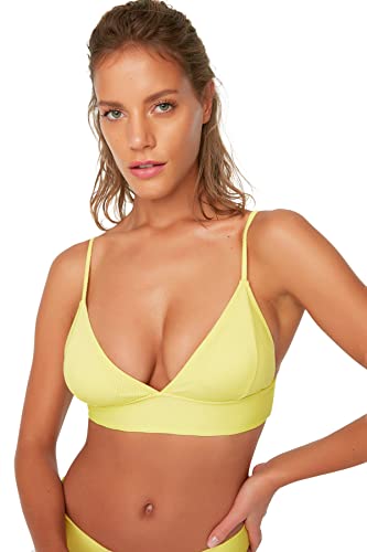 TRENDYOL Damen Strukturiertes Dreieck-bikini-top Bikini Top Contemporary, Gelb, 44 von TRENDYOL