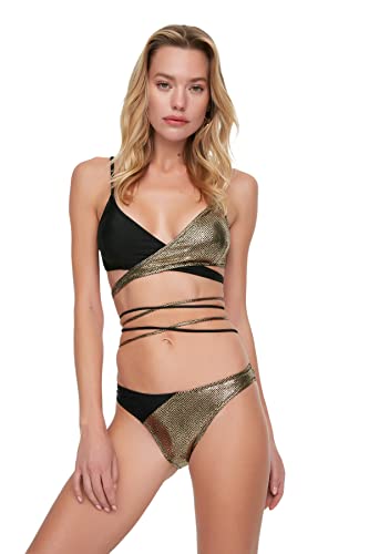 TRENDYOL Damen Colour Blocked Bikini. Bikini Bottoms, Schwarz, 34 EU von TRENDYOL