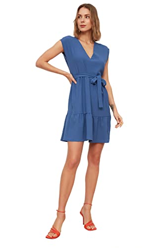 TRENDYOL Damen Riemjurk Dress, Indigo, 38 EU von TRENDYOL