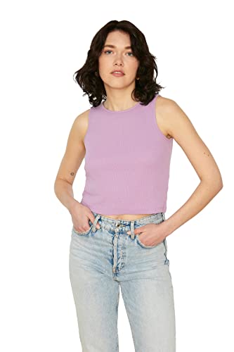 Trendyol Damen Angriff Gestrickter Athlet T Shirt, Lila, M EU von TRENDYOL