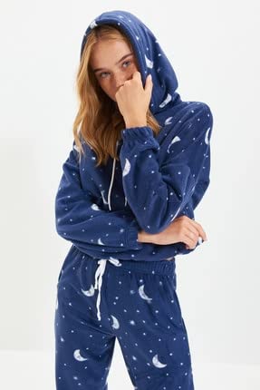 TRENDYOL Damen Trendyol Damen 2er-pack Gerade Lange Ärmel Lounge/Zuhause Regulär Pyjama-set Pajama Set Pajama Set, Marineblau, L von TRENDYOL