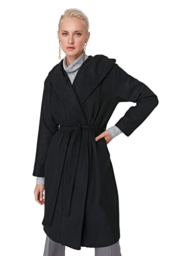 TRENDYOL Damen Trendyol Damen Oversize Basic Plain Webstoff Mantel Coat, Schwarz, 40 EU von TRENDYOL