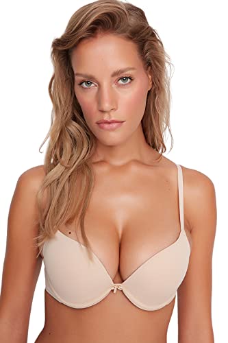 Trendyol Damen Women Underwear Reinforced/Push-up Woven Bra Damenunterwäsche Verstärkter/Push-up gewebter BH, Skin, von TRENDYOL