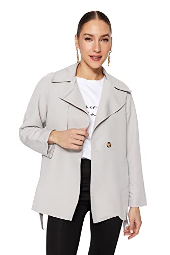 Trendyol Women's Damen jung Regular Basic Plain Webstoff Trenchcoat Coat, Stone, 36 von TRENDYOL