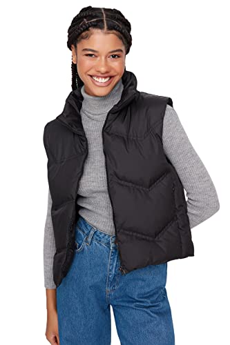 TRENDYOL Damen Standing Collar Plain Regular Vest Sweater, Schwarz, M EU von TRENDYOL