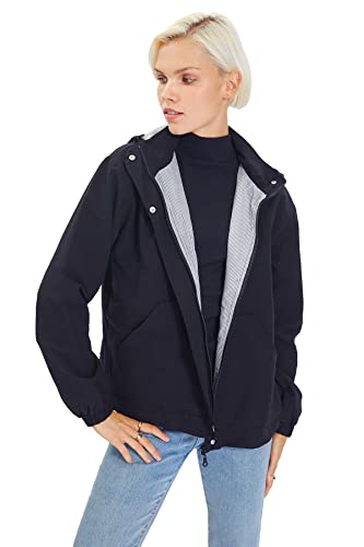 Trendyol Damen Black Oversize Hooded Zipper Cap Coat, Schwarz, XS EU von TRENDYOL