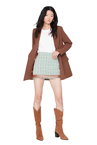 Trendyol Women's Damen Basics Mini A-Linie Webstoff Rock Skirt, Green, 38 von TRENDYOL