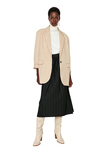 TRENDYOL Damen Design Maxi A-Linie Wickelschnitt Webstoff Skirt, Schwarz, 38 von TRENDYOL