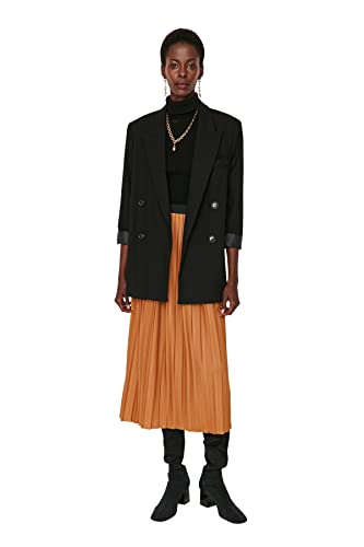 TRENDYOL Damen Design Maxi A-Linie Wickelschnitt Webstoff Skirt, Camel, 38 von TRENDYOL