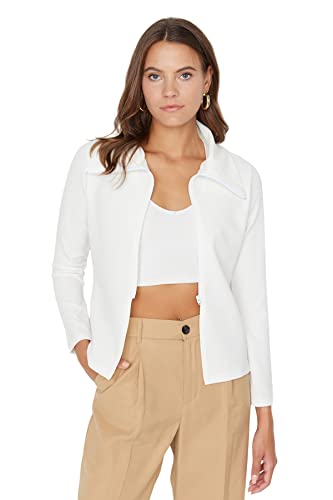 Trendyol Women's Damen Figurbetont Basic Plain Gestrickt Jacke Coat, Ecru, XL von TRENDYOL