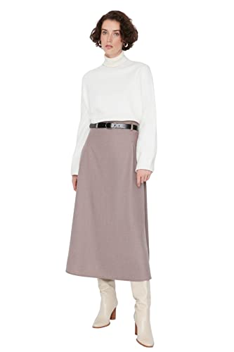 TRENDYOL Damen Maxi A-Linie Webstoff Skirt, Stone, 36 von TRENDYOL