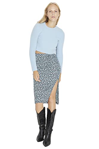 Trendyol Women's Damen Midi Bodycon Gestrickt Größen in Rock Skirt, Blue, XL von TRENDYOL