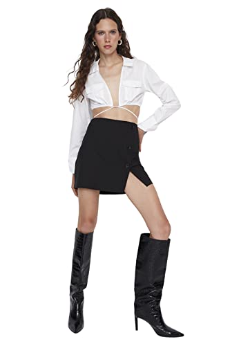 Trendyol Women's Damen Mini A-Linie Webstoff Rock Skirt, Black, 36 von TRENDYOL