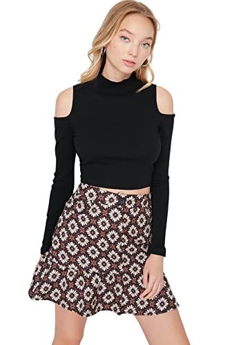 Trendyol Women's Damen Mini A-Linie Webstoff Rock Skirt, Brown, 38 von TRENDYOL