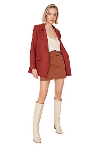 Trendyol Women's Damen Mini A-Linie Webstoff Rock Skirt, Brown, 42 von TRENDYOL
