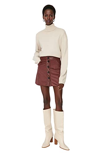 Trendyol Women's Damen Mini A-Linie Webstoff Rock Skirt, Burgundy, 36 von TRENDYOL