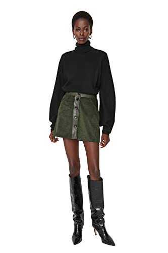 Trendyol Women's Damen Mini A-Linie Webstoff Rock Skirt, Khaki, 40 von TRENDYOL