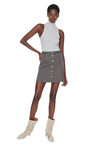 TRENDYOL Damen Trendyol Damen Mini Bleistiftrock A-linie Webstoff Rock Skirt Grün Rock, Gray, 38 von TRENDYOL