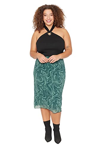 Trendyol Women's Damen Mini Bleistiftrock Gestrickt Größen in Rock Skirt, Green, 2XL von TRENDYOL