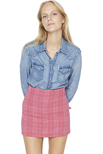 Trendyol Women's Damen Mini Bodycone A-Linie Webstoff Rock Skirt, Pink, 40 von TRENDYOL
