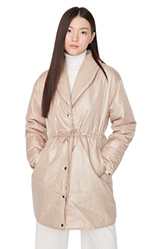 Trendyol Women's Damen Oversize Puffer Plain Webstoff Winterjacke Coat, Mink Color, S von TRENDYOL