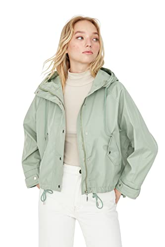 TRENDYOL Women's Damen Regular Basic Plain Webstoff Winterjacke Coat, Mint, S-M von TRENDYOL