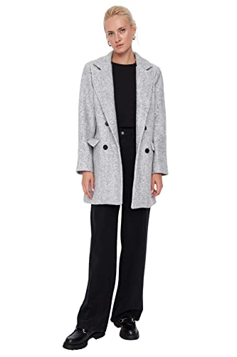 TRENDYOL Damen Regular Parkas Plain Webstoff Mantel Coat, Gray, 34 von TRENDYOL