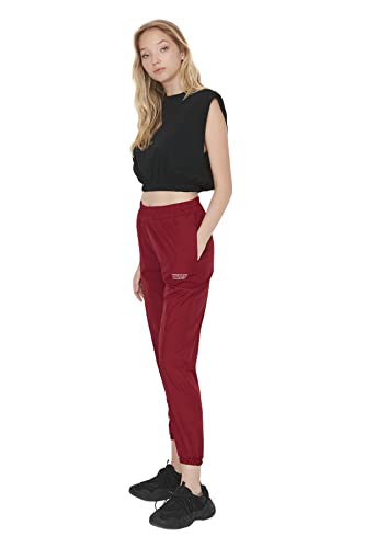 TRENDYOL Women's Herren Mittlerer Bund Jogger Jogginghose Sweatpants, Burgundy, S von TRENDYOL