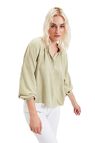 TRENDYOL Damen Tentryol Green Plaid Shirt Western Shirt, Grün, 42 von TRENDYOL