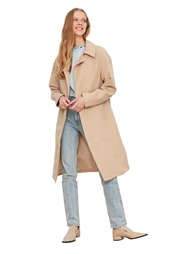 TRENDYOL Damen Beige Ring Buckle, Domed, Water-repellent Trench Coat, Beige, 38 EU von TRENDYOL