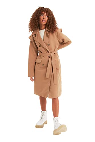 Trendyol, beige gewölbter Trenchcoat, beige, 42 von TRENDYOL