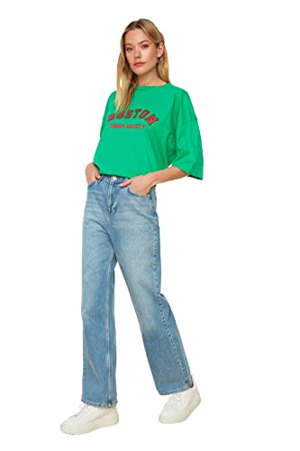 TRENDYOL Damen Trendyol -Hohe Taille 90er Jahre Breite Beinjeans Jeans Palazzo, Blau, 36 von TRENDYOL