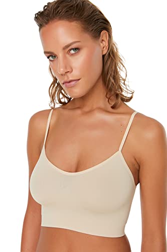 TRENDYOL Damen Trendyol, Nahtloser Bustier mit Nacktem Seilaufhänger Bustier Bustier, Skin, XL von TRENDYOL